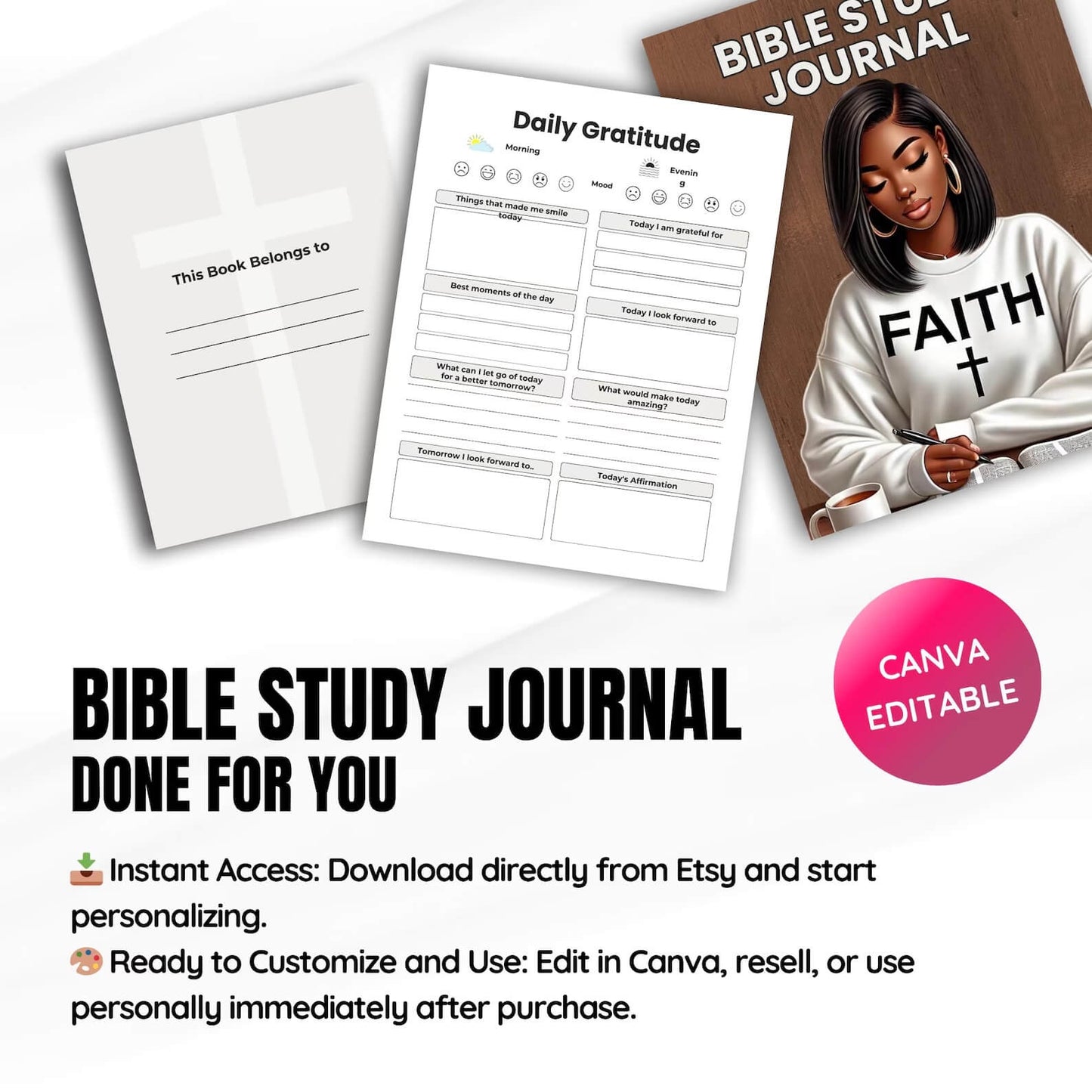 ๐ Bible Study Journal with Resell Rights | PLR & MRR - Deepen Your Faith Journey!