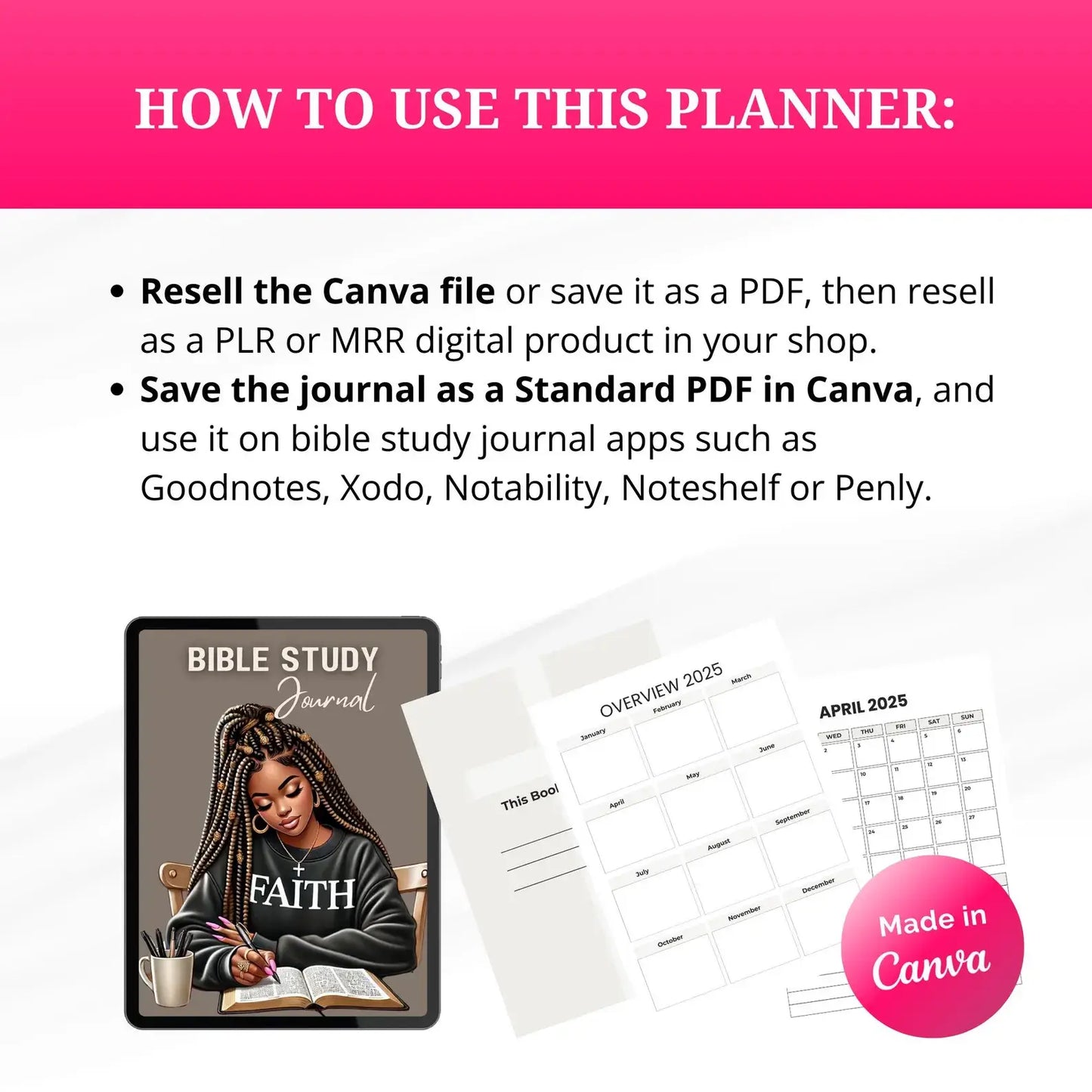 ๐ Bible Study Journal with Resell Rights | PLR & MRR - Deepen Your Faith Journey!